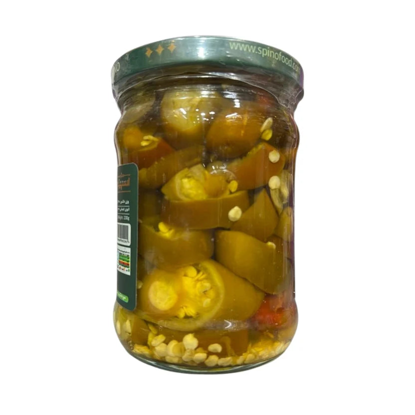 Spino Pickled Sliced Jalapeño Peppers – 230g Glass Jar