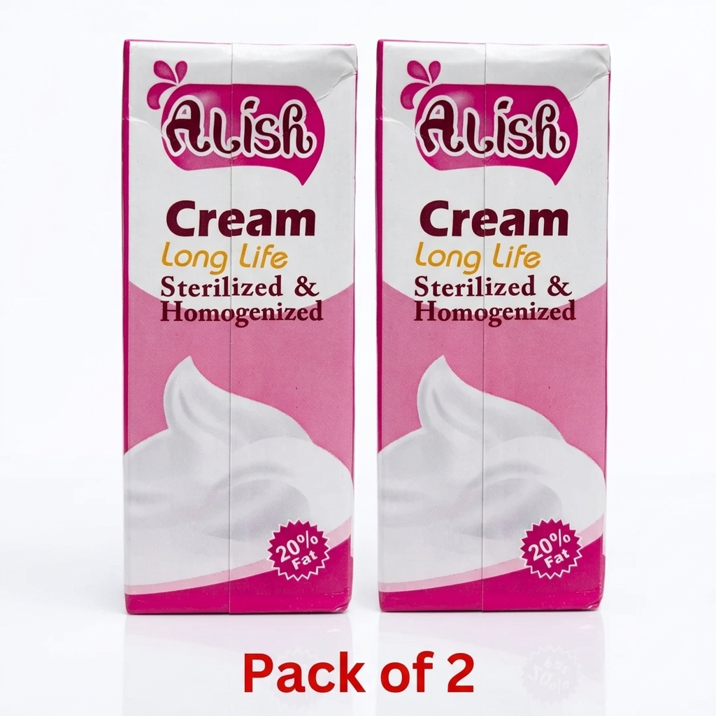 Alish UHT Long Life Cream Sterilized & Homogenized – 200ml Pack (pack of 2 )