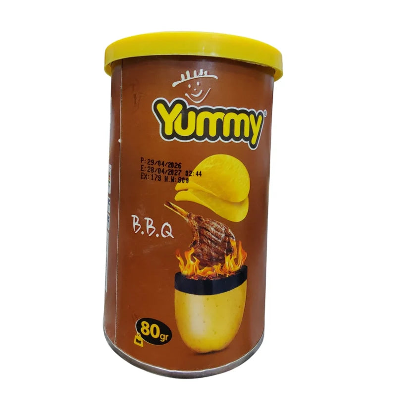 Yummy Potato Chips Variety 3-Pack – Classic, Ketchup & BBQ (3 x 80g Canisters)