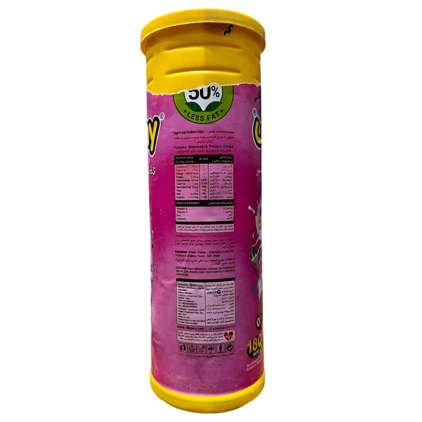 Yummy Stackable Salt & Vinegar Potato Chips | 50% Less Fat | 180g