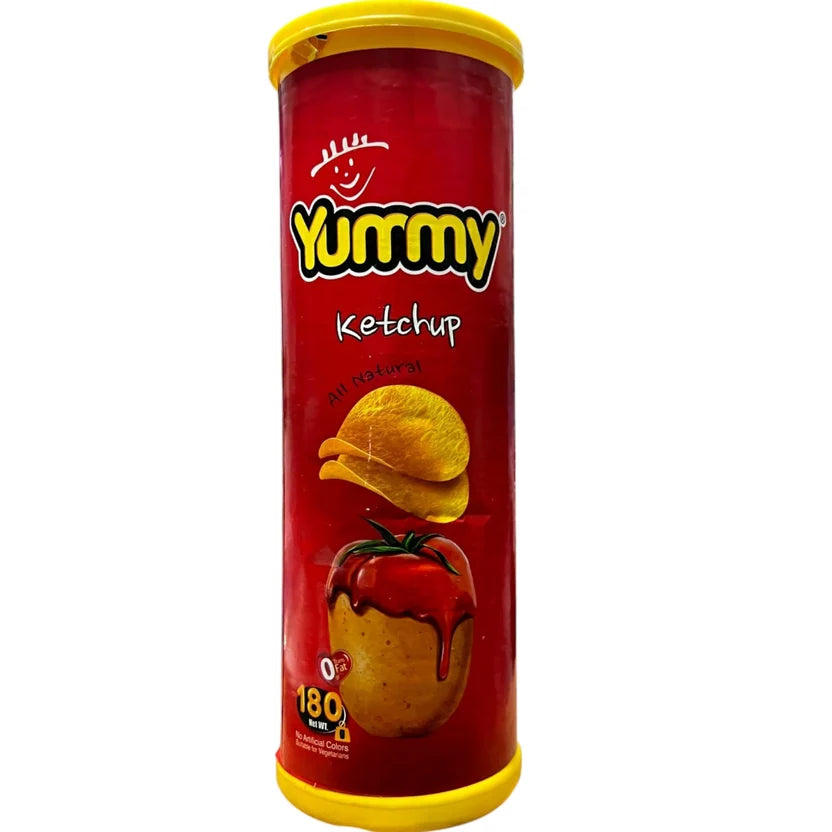 Yummy Ketchup Stackable Potato Chips | 50% Less Fat | 180g Canister