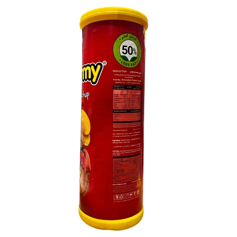 Yummy Ketchup Stackable Potato Chips | 50% Less Fat | 180g Canister